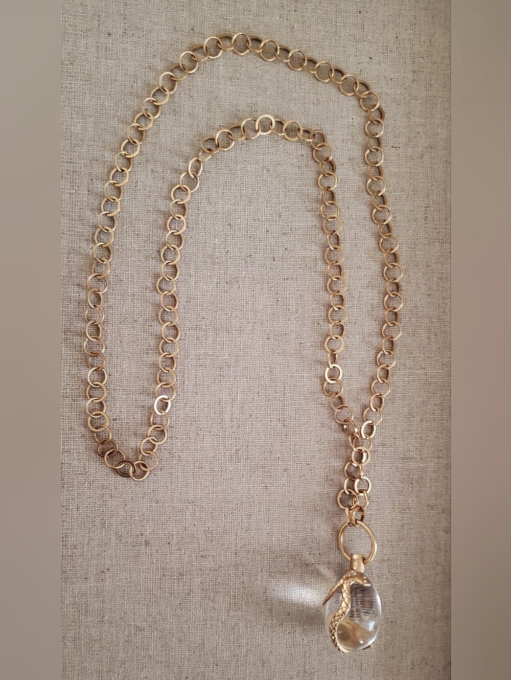 Stella & Dot Snake Orb Pendant Necklace Gold Tone Glass Crystal Statement